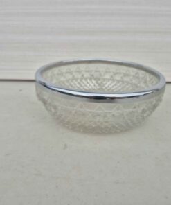 Glass dish with silver rim