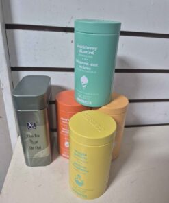 Assorted metal tea tins