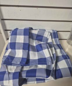Set of kitchen curtains checkered royal blue white