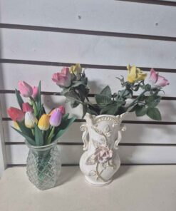 Qty 2 vases with flowers