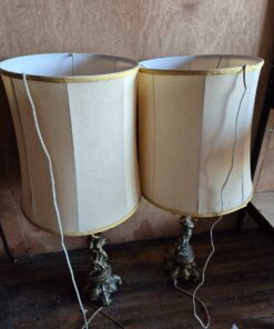 Qty 2 brass lamps...shades distress