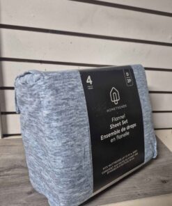 4 peace double flannel sheet set blue