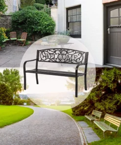 50 " welcome bronze finish park bench