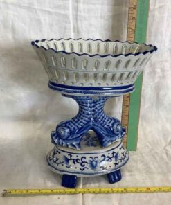 “Japanese” Fish Blue & White Fruit Bowl