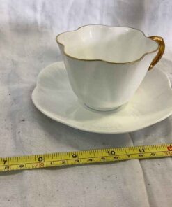 Shelley Cup & Saucer (white with gold rim)