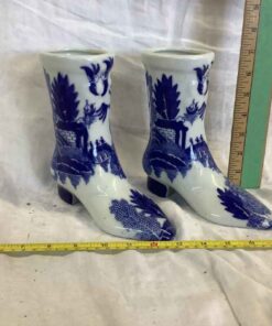 Blue & White Shoe Vases (2)