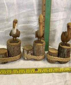 3pcs Carved Wooden Pelicans