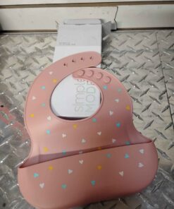 Silicone bib pink with hearts