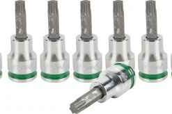Eight piece three /eighths torx bit set