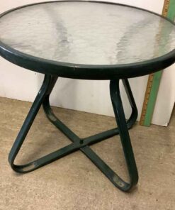 Pair of Outdoor glass topped Tables 20”d 18”h