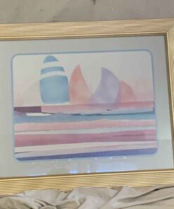 Soothing Pastel Sailing Art with Golden Frame