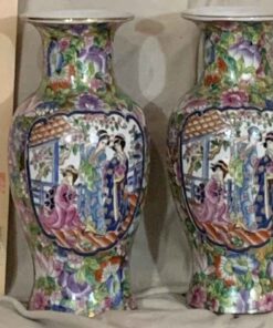 Two Matching Asian Vases
