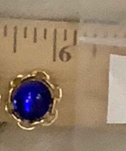 Beautiful Deep Blue Stone Earrings with Gold Tone Surround Pierced 85319