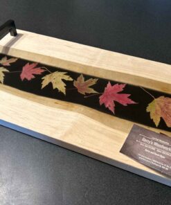 Live Edge Servicing Tray with inset Maple Leafs