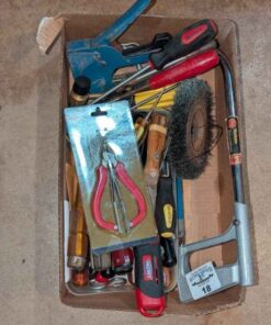 Screwdrivers, hacksaw, wire wheel, etc