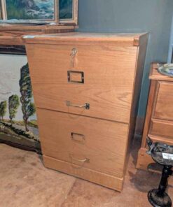 Two Drawer Wooden File Cabinet With Key