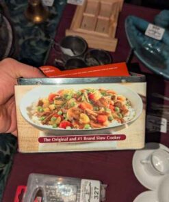 Crock pot slow cooker recipe cards and tin
