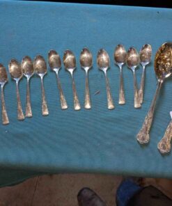 Silver plated salad servers and spoons