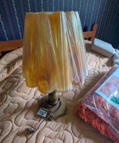 Wood based table lamp with toned shade