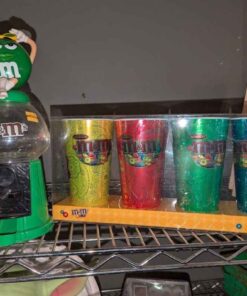 M&M 3 D cups and dispenser