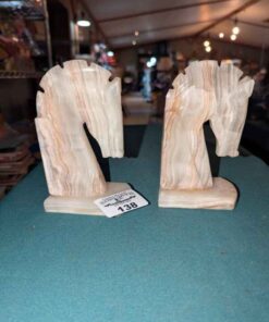 Alabaster horse head book ends