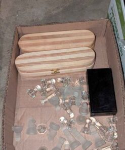 Chess and assorted game pieces