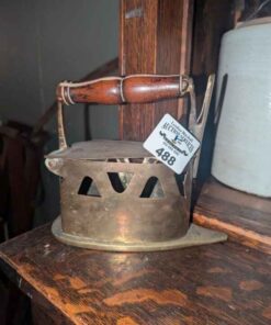 Antique Brass coal iron with handle