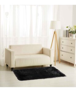 Flokati rug black 30 x 45