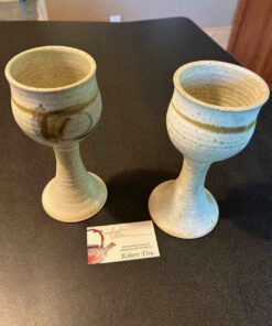 2 Pottery Wine Goblets handcrafted by Rob Tetu at Beechwood Pottery