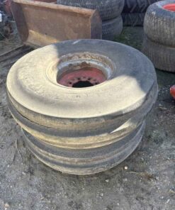 Pair of 11.00 - 16 tires on 8 bolt wheels
