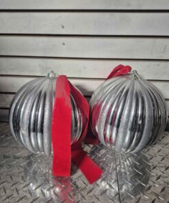 Qty 2 silver Christmas balls