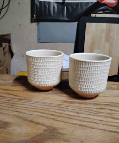2 white square panel flower pot