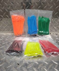 Six packages of assorted color cable ties