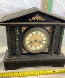 Antique Mantel Clock with Faux Marble Pillars