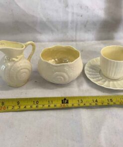 Beleek Cream & Sugar, Cup & Saucer