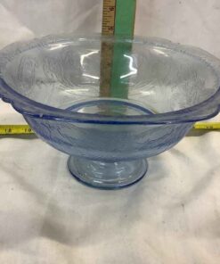 Vintage Blue Pedestal Fruit Bowl - Madrid pattern