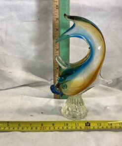 Murano Style Fish Paperweight - Blue