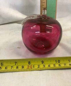 Cranberry Glass Apple Paperweight