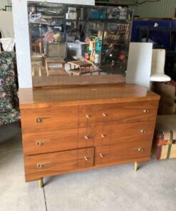 Harmony House Mid Century Modern 6 Drawer Dresser with Mirror