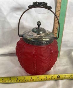 Ruby Satin Glass Biscuit Jar
