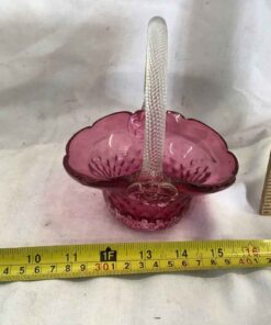 Rossi Cranberry Glass Basket