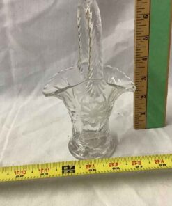 Pressed glass basket 6 1/2" tall