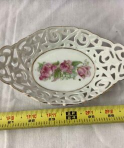 Candy Dish - Reticulated "Roses" 7" on the bottom