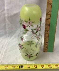 Glass Tumble Up, Green with Flowers, 8"