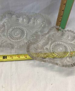 2 Serving dishes- 10 1/4" long "Hobstar & Feather" - Millersburg Glass