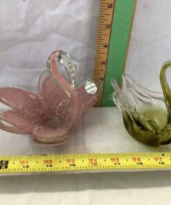 2 Swan decorative pieces - stretched glass