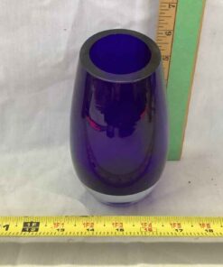 Heavy handblown Vase- cobalt blue 6 1/2" tall