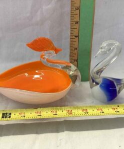 2 Swan Decorative Stretched Glass Pieces