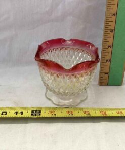 Indiana Ruby Glass Diamond Point Candleholder