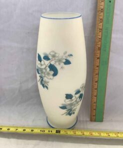 English Bristol Opalescent Glass Vase - Floral 13.5”